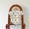 Baby Girl Floral Print Round Collar Short-Sleeved Onesies Buttons Front Design