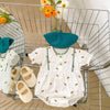 Baby Girl Flower Embroidered Pattern Round Neck Onesies