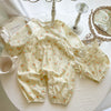 Baby Girl Floral Pattern Or Solid Color Long Sleeve Jumpsuit