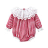 Baby Girl Layered Ruffle Neck Design Plaid Graphic Longsleeve & Short Sleeve Onesies