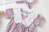 Baby Girl Floral Print Pattern Lace Collar Patchwork Baby Onesies Short Sleeve
