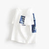 Baby Boy Letter Print Round Neck Short Sleeve Cotton Design Section Children’s Tops In Summer