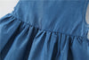 Baby Girl Solid Blue Denim Dress In Summer