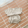 Baby Girl Plaid Polka Dot Pattern Duckling Print Short Sleeved Top Combo Pants Sets
