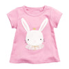 Baby Girl Rabbit Cartoon Pink Short Sleeve O-Neck Cotton Summer T-Shirt