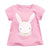Baby Girl Rabbit Cartoon Pink Short Sleeve O-Neck Cotton Summer T-Shirt