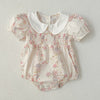 Arrival Summer Girls Peter Pan Collar Short Sleeves Floral Print Onesies And Dress – Princess Sister Matching Set