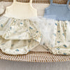 Arrival Summer Girls Short Sleeves Solid Color Top and Floral Sleeveless Onesies Set Clothing Set