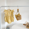 Baby Girl Sleeveless Grid Round Collar Onesies