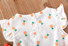 Baby Girl Fruit Print Drawstring Design Round Neck Onesies