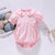 Baby Girl Solid Color Cherry Embroidered Design Puff Sleeved Onesies