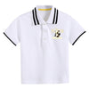 Baby Boy Panda Print Pattern Polo Collar White T-Shirt Preppy Style Short-Sleeved Tee Shirt With Button
