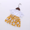 Baby Girl Little Daisy Print Pattern False Two-Piece Patchwork Design Round Collar Short-Sleeved Dress