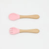 Baby Food Grade Wooden Handles Silicone Spoon Fork Cutlery