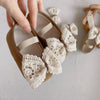 Autumn Baby Girl Princess Design Hollow-out Bow Attached Toddler Walking Shoes