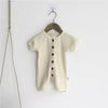 Baby 1pcs Allover Floral Graphic & Solid Single Breasted One PieceJumpsuit