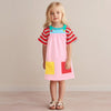 Arrival Summer Baby Girls Short Sleeves Simple Striped Top and Color Patchwork Sleeveless Dress