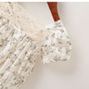 Baby Girl Floral Pattern Lace Patchwork Design Backless Bubble Sleeve Onesies With Hat
