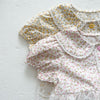Baby Girl Floral Pattern Mesh Patched Design Princess Onesies Dress