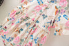 Baby Girl Floral Pattern Round Collar Bubble Sleeve Cute Onesies With Bow Hair Rope