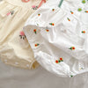 Baby Girl Flower Embroidered Pattern Round Neck Onesies