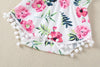 Baby Girl Printed Patterns Lace Design Sleeveless Onesie With Headband