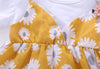 Baby Girl Little Daisy Print Pattern False Two-Piece Patchwork Design Round Collar Short-Sleeved Dress