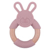 Baby Food-Grade Teething Rattle, Teething Aid for Babies, Wooden and Silicone Rabbit Teething Bracelet