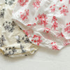 Baby Girl Floral Print Round Collar Short-Sleeved Onesies Buttons Front Design