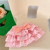 Baby Girl Solid Blouses Plaid Pattern Princess Skirt Sets