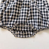 Baby Girl Sleeveless Grid Round Collar Onesies