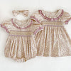 Baby Girl Ditsy Flower Ruffle Neck Dress Onesies In Summer
