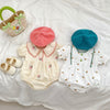 Baby Girl Flower Embroidered Pattern Round Neck Onesies