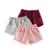 Baby Girl Solid Color Button Design Flap Short Pants With Pockets