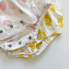 Baby Girl Floral Print Ruffle Design Sleeveless Crotch Onesies Bodysuit