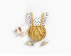 Baby Girl Polka Dot Pattern Patchwork Design Fly Sleeve Back Strap Fake Two-Piece Newborn Baby Girl Onesies