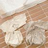 Baby Girl Plaid Polka Dot Pattern Duckling Print Short Sleeved Top Combo Pants Sets