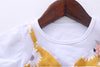 Baby Girl Little Daisy Print Pattern False Two-Piece Patchwork Design Round Collar Short-Sleeved Dress