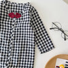 Baby Boy Plaid Pattern Bow Patched Design Cotton Jumpsuit