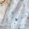 Baby Girl Butterfly Print Lace Patchwork Design Square-Collar Dress