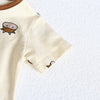 Baby Girl Cartoon Sheep Round-Collar Short-Sleeved Onesie Combo Hat In Summer