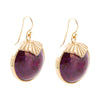 Purple Turquoise Circle Golden Drop Earrings