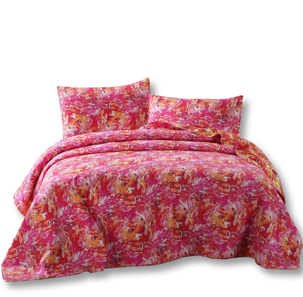 Lovely Pop of Colors Lightweight Reversible Quilted Bedspread Set (KBJ1625)
