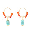 Red River Turquoise and Coral Post Earrings