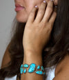 Refined Blue Turquoise Sterling Silver Link Bracelet
