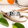 Italian Goatskin Suede Python Embossed Slide Taupe