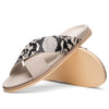 Italian Goatskin Suede Python Embossed Slide Taupe