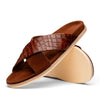 Italian Goatskin Suede Croc Embossed Slide Cognac
