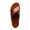 Italian Goatskin Suede Croc Embossed Slide Cognac