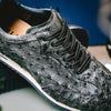 Ostrich Quill Sneakers, Black Denim
